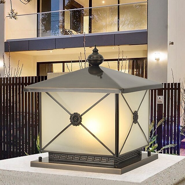  Outdoor Post Lamp 5W Aluminum LED Pillar Post Lantern Column Light Fixture for Yard Entrance Garden 110-240V