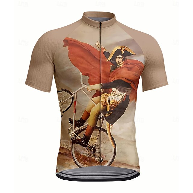  Homme Maillot de cyclisme Manche Courte Cyclisme Maillot Top avec 3 poches arrière Résistant aux UV Séchage Rapide Fermeture Éclair Frontale Bandes réfléchissantes Kaki Des sports Vêtement Tenue