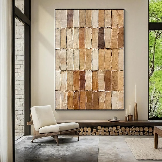  Mintura peint à la main abstrait brun texture peintures à l'huile sur toile moderne abstrait mur art photo pour la décoration de la maison prêt à accrocher avec cadre tendu