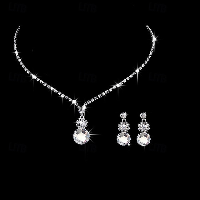  Ensembles de bijoux de mariée 1 ensemble de boucles d'oreilles en alliage de strass collier ensemble de bijoux simple et artistique élégant pour femme pour mariage occasion spéciale fête tenue de