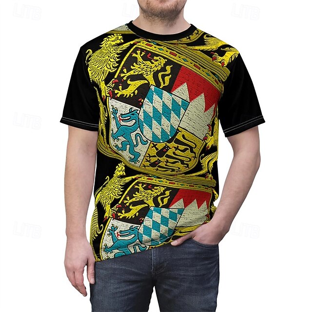  Oktoberfest Escudo de armas de Baviera T-Shirt bávaro Munich Alemán Gráfico Para Hombre Adulto Carnaval Cerveza Oktoberfest Impresión 3D Fiesta Casual Diario