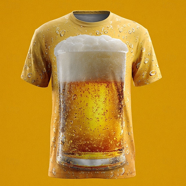 Октоберфест Муж. Пиво Футболка С короткими рукавами Футболка 3D печать Вырез под горло Рубашка преувеличены Оригинальный рисунок Для вечеринок Для улицы Повседневные Белый 1 Желтый Белый 2 Лето Весна