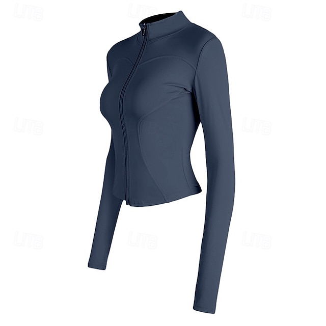  Veste de course coupe-vent pour femme, veste d'extérieur, fermeture éclair complète, manches longues, vêtements d'extérieur, protection solaire athlétique, respirant, séchage rapide, léger, tennis, golf, course à pied, vêtements de sport, vêtements de spo