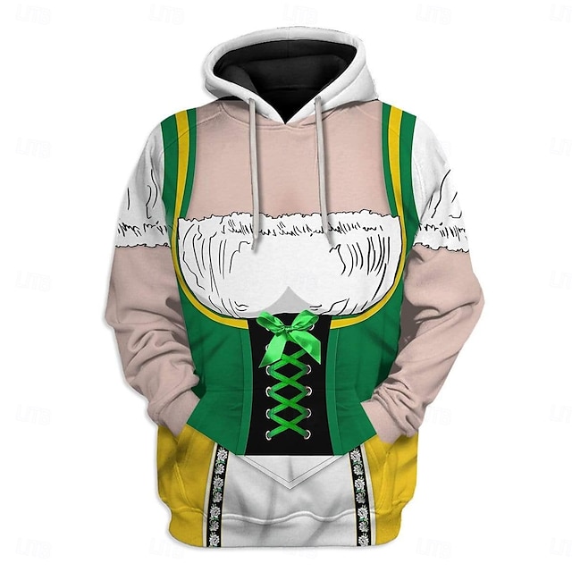  Oktoberfest Lederhosen-Print Dirndl-Print Kapuzensweatshirt Pullover Bayerisch München Deutsch Grafik Für Herren Erwachsene Karneval Oktoberfestbier 3D-Druck Party Alltagstauglich