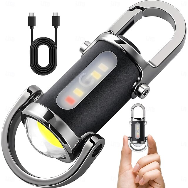  פנסי מפתחות נטענים, פנסי מיני EDC 1200 לומן, פנסי עבודה עם מפתחות COB 7 מצבי תאורה, פנס מפתחות מיני בהיר להליכה, חיפוש וטיולים רגליים