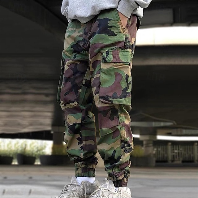  Herren Cargohosen Wanderhosen Tarnung Außen Normale Passform Wasserdicht Winddicht Schnelltrocknend Leicht Hosen Tasche Elastischer Bund Tarnung Grau Camping / Wandern Golfspiel Laufen S M L XL XXL