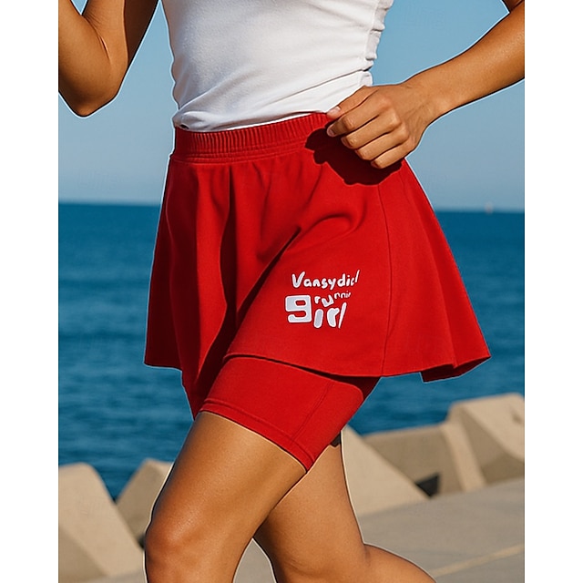  Damen Sport Leggings Laufrock mit Strumpfhose Elastischer Bund Strumpfhosen Sport & Outdoor Lässig Schnelltrocknend Leicht Elastisch Atmungsaktiv Tennis Golfspiel Laufen Normale Passform