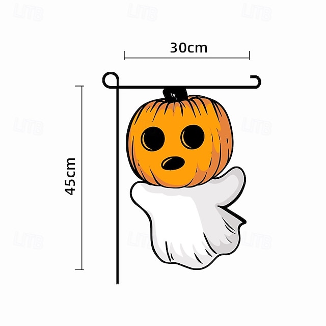  Steag de grădină de Halloween - banner sezonier față-verso pentru decorațiuni de toamnă - steag din poliester durabil și rezistent la intemperii pentru decor exterior pe gazon, verandă sau grădină