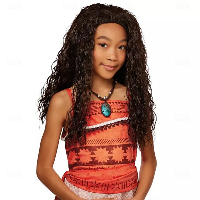 Kids Moana Wig Halloween Cosplay Party Wigs3