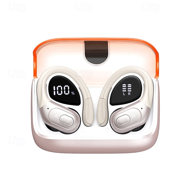  Fones de ouvido sem fio Bluetooth 5.4 Sport 2025, 75 horas, com graves profundos, estéreo, com ganchos para orelha, microfone com cancelamento de ruído, IPX7, à prova d'água, para treino/corrida
