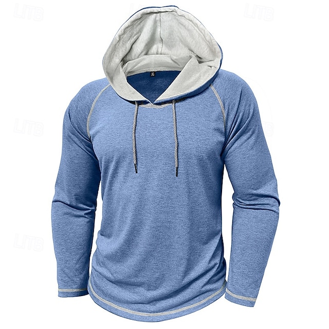  Voor heren T-shirt Trui met capuchon Lange mouw Strakke ronde hals Capuchon Winter Lente & Herfst Effen Kleur Gebreid Dagelijks Casual Ronde hals Buiten Causaal Casual Zwart Donker Rood Donker Blauw