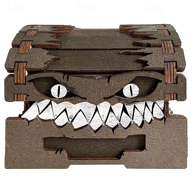  زنزانات قطعة واحدة &مجسمات لعبة التنانين الخشبية المقلدة من CreativeMonsters، صندوق الكنز، صندوق هدايا لعبة الهالوين