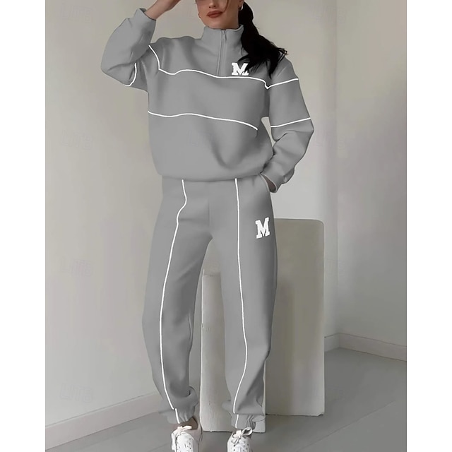  Damskie Dres Spodnie dresowe Bluza z kapturem Jesień Kieszeń na zamek Kolorowy blok Zestawy odzież Czarny Biały Trening Athleisure Bieganie Keep Warm Odporność na wiatr Długi rękaw Sport Odzie