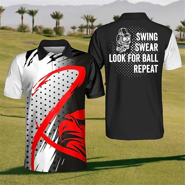 Per uomo A Pois Polo Sportivi Maglia da golf Manica Corta Magliette polo Camicie con Colletto Casual Abbigliamento sportivo Abbigliamento da vacanza Bottoni Stampa 3D Giallo Rosso Blu