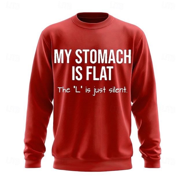  Herre Tekst Morsom Slang Genser Mote Daglig Langermet Crew-hals Svart Hvit Crewneck 3D Alle årstider Designer