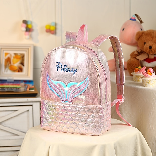  personalisierter Meerjungfrau-Rucksack für Mädchen mit individuellem Namen und Farbe, Schulanfangsgeschenk für Kinder, Schultasche mit mehreren Fächern für Bücher, Wasserflaschen und Schreibwaren