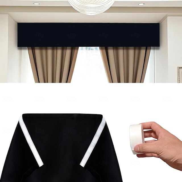  Linen Textured Top of Curtain Light Blocker for Blackout Curtains Light Blocking Fit for Bedroom Bathroom Easy Installation with Self-Adhesive Tape