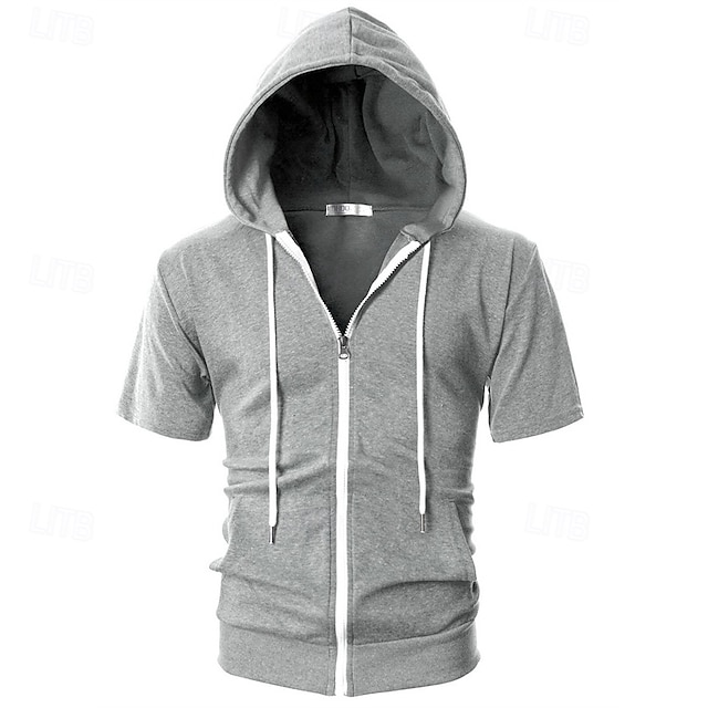 Per uomo Felpa con cappuccio Felpa con cappuccio a zip intera Nero Rosa Grigio scuro Grigio Con Cappuccio Semplice Con zip Tasca Sport & Outdoor Quotidiano Ferie Poliestere Streetwear Essenziale