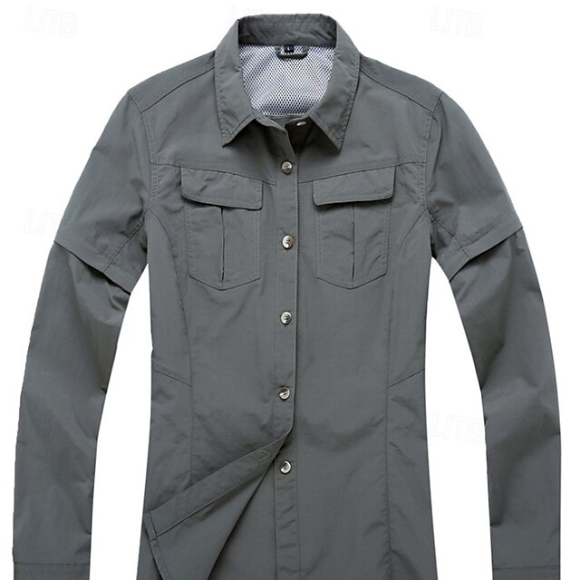  Mujer Camisa para senderismo Manga Larga Cuello Vuelto Camiseta Al aire libre Impermeable Resistente al Viento Ligero Nailon Verde Ejército Caqui Rosa Rojo Corriendo Camping / Senderismo