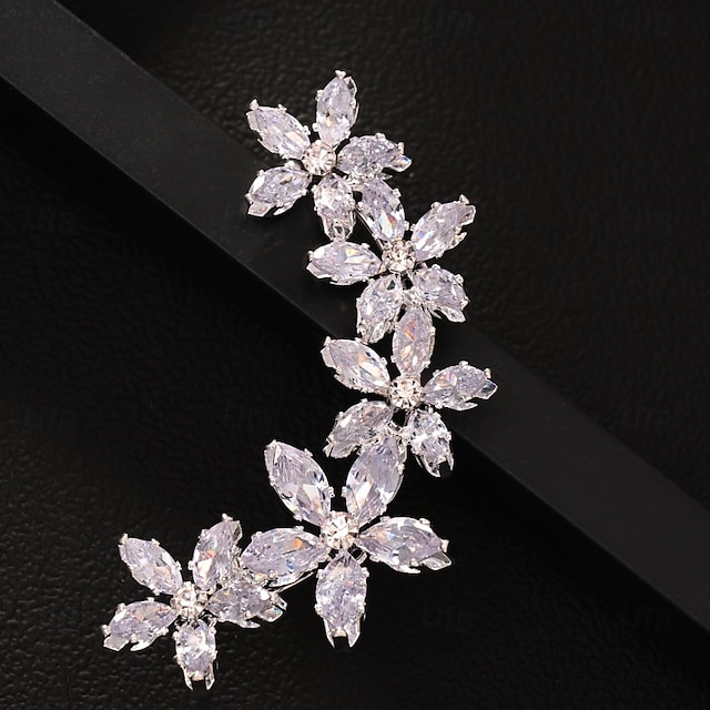  Per donna Polsini Trasparente Fiore Prezioso Forma di Fiore Moda Carino Dolce Diamanti d'imitazione Orecchini Gioielli Argento Per Matrimonio Feste Lavoro Quotidiano Balli di fine anno 1 pezzo