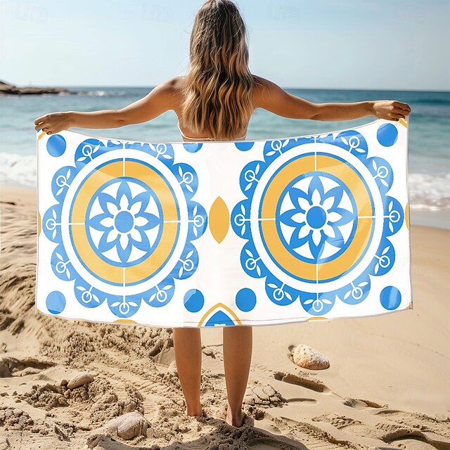  toalha de praia macia e absorvente - design leve, de secagem rápida e sem areia para praia, piscina e viagens