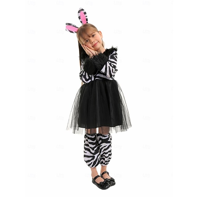 Zebra Halloween Dress Kigurumi Pajamas Tutu Fairy Tail Animal Cosplay Kid's Boys' Girls' Halloween Carnival World Book Day Performance Educational Dress Up School Event Dress Up Easy Halloween4