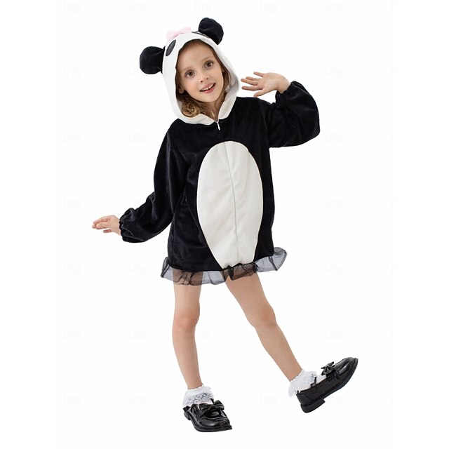 Panda Halloween Dress Hoodie Kigurumi Pajamas Fairy Tail Animal Cosplay Kid's Girls' Halloween Carnival World Book Day Performance Educational Dress Up School Event Dress Up Easy Halloween Costumes3