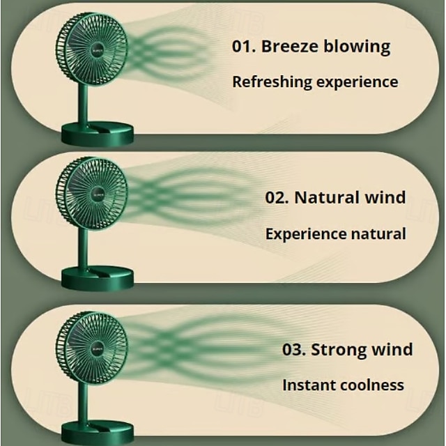 Portable Foldable Rechargeable Oscillating Fan Battery Operated USB C ...