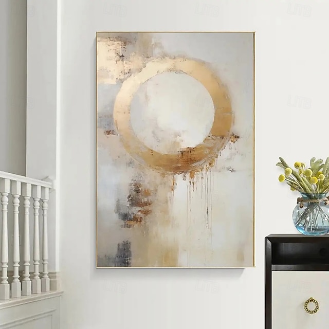  Peinture à l'huile faite à la main sur toile, décoration murale dorée simple et abstraite pour la décoration intérieure, cadre tendu, peinture suspendue/peinture roulée sans cadre, peinture non étirée