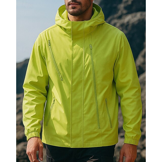 Men's Windbreaker Softshell Jacket Hiking Jacket Outdoor Waterproof Windproof Hiking Outfits Hiking Clothes Spring Autumn / Fall Top Camping / Hiking / Caving Running Solid Color Green4