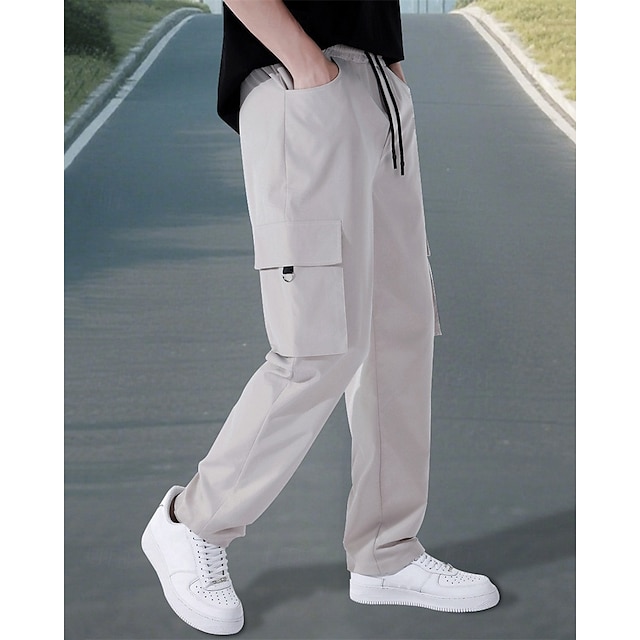  Per uomo Pantaloni Cargo Pantaloni Elastico in vita Coulisse Multi-tasche Semplice Mimetico Indossabile All'aperto Quotidiano Campeggio & Escursionismo Moda Classico Nero Verde militare