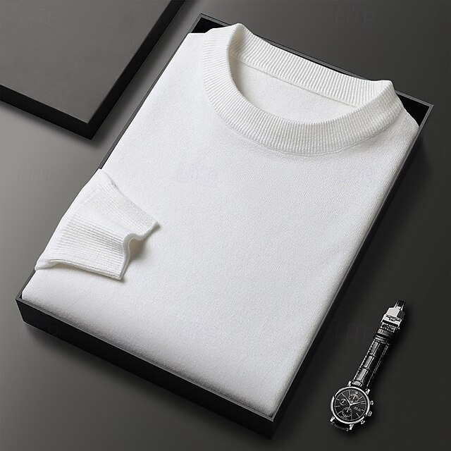  Homme Pull Pull Tricoté Côtelé Tricoter Hauts Réguliers Tricoté Uni Col ras du cou Mode Basique Vacances Tenue quotidienne Vêtement Tenue Automne Hiver Chameau Vin S M L