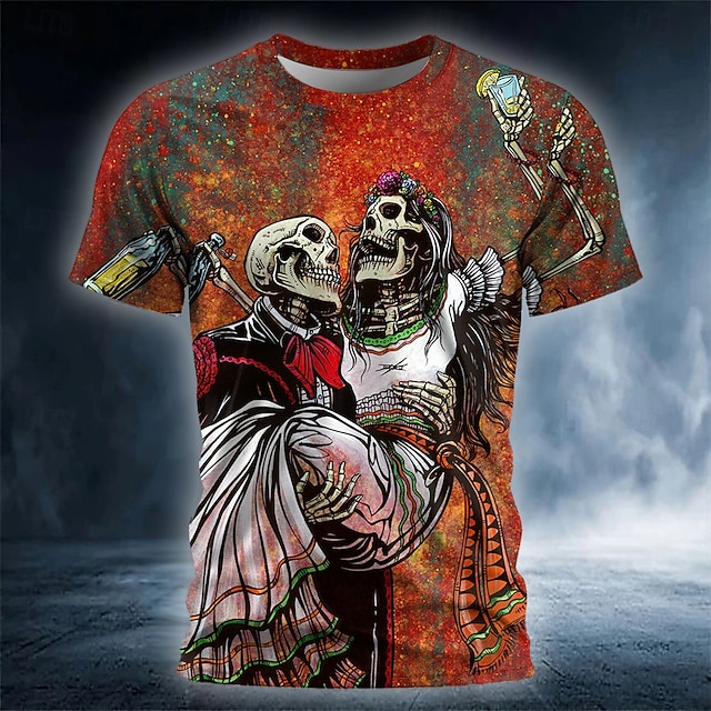  Bărbați Cranii Tricou Manșon scurt Tricou Tipărire 3D Stil Nautic Cămașă Gotic Groază Petrecere Stradă Casual Albastru Intens Galben Roșu-aprins Vară Primăvară Toate Sezoanele Îmbrăcăminte S M L XL