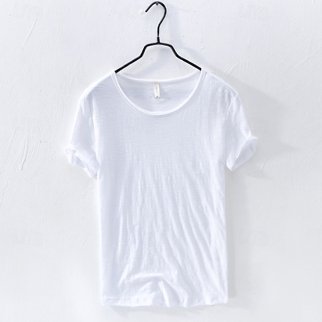  Homme T-shirt en coton T-shirt Manches courtes Col ras du cou Été Uni Mode Designer Basique Style Classique Vacances Rue Sortir Blanche Noir Bleu T-shirt haut de gamme pour homme