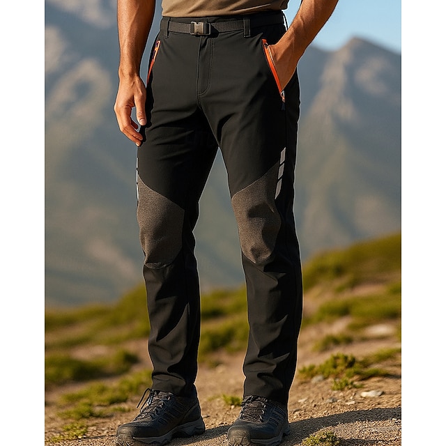  Homens Calças de Trilha Calças De Chuva Para Trilha Calças Softshell Retalhos Ao ar livre Normal Prova-de-Água A Prova de Vento Calças Preto Acampar e Caminhar Corrida S M L XL XXL