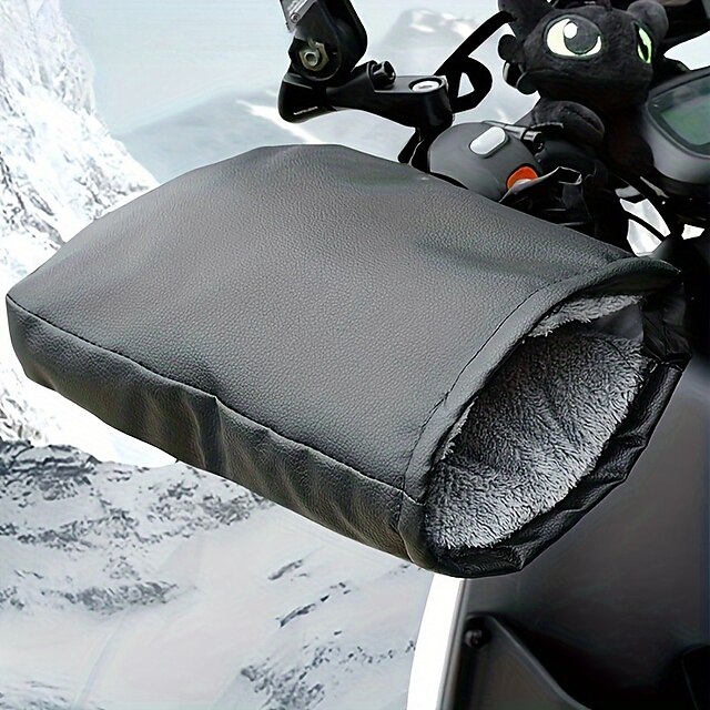 2er-Pack Lenkerstulpen aus Kunstleder für Roller, warmes Plüschfutter, Schnürverschluss, leicht zu reinigende Motorrad-Handgriffe