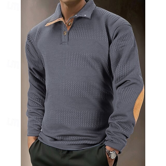  Hombre Sudadera con capucha y botones Negro Blanco Azul Piscina Caqui Gris Diseño Plano Con Texturas Trabajo Casual Diario Ropa de calle Fresco Casual Otoño invierno Ropa Sudaderas con capucha