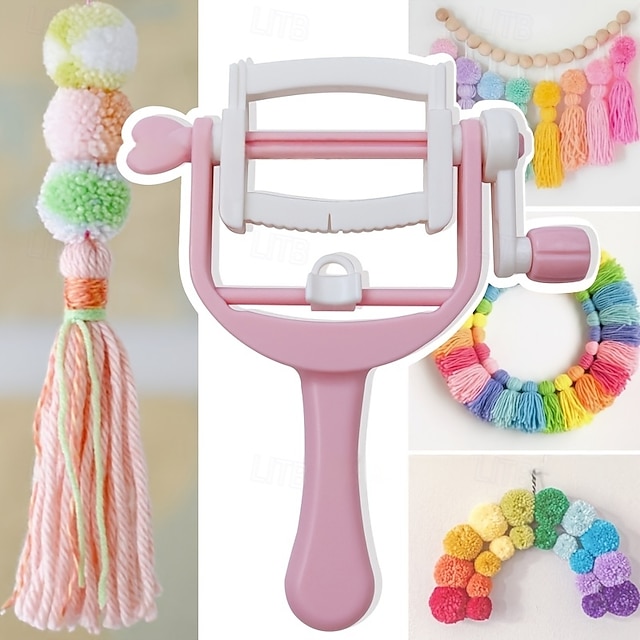  rosafarbener Mini-Quastenmacher, handgeführtes Bommel-Webwerkzeug, Quasten-Bastelmaschine für selbstgemachten Schmuck und Heimdekor, einfach zu verwenden