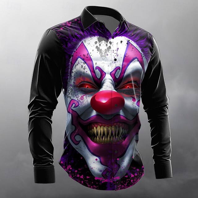 Keep Smiling by Tom Wood Men's Clown Smile Face Button Up Shirt Long Sleeve Designer Shirt Limited Artist Edition4