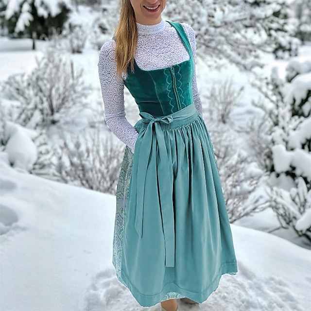  Pivo Oktoberfest Oktoberfest Šaty Dámské šaty Trachtenkleader Oktoberfest / pivo Bavorský Wiesn Louky Dámské Karneval Párty Pivní festival Tradiční Styl Tkanina Šaty Zástěra Bez halenky