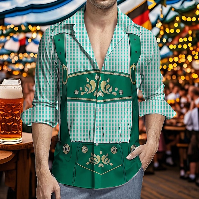  Oktoberfest Pivo Potisk kožených kalhot Havajské košile Aloha košile Bavorský Mnichov němčina Grafika Pro Pánské Dospělé Karneval Pivo Oktoberfest 3D tisk Dovolená Párty