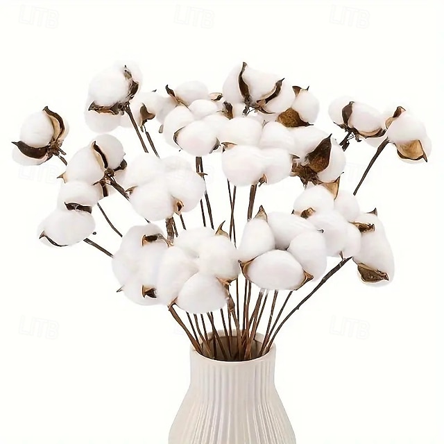  20 paquetes de flores secas con tallos artificiales, tallos de plantas artificiales rústicas para jarrones, decoración del hogar, coronas y adornos navideños.