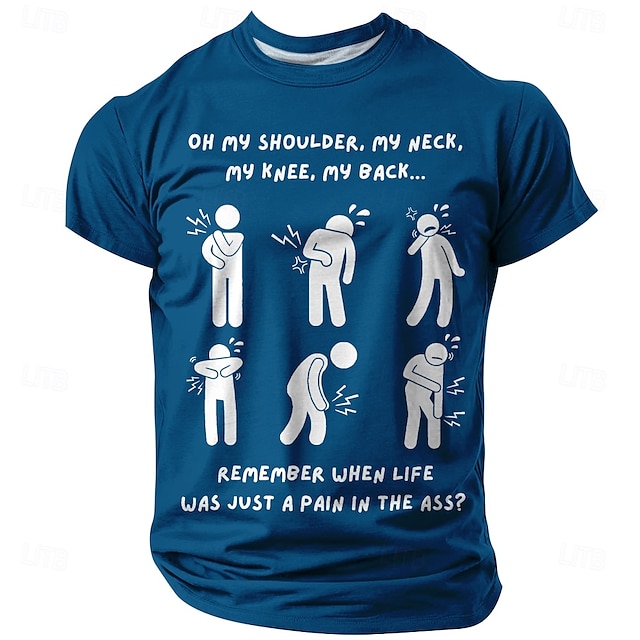  Lustiges Grafik-T-Shirt für Männer - Alters-Humor  Körperbeschwerden 'Schmerz im Arsch' Zitat Kurzarm