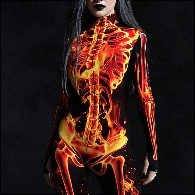  Skull Skeleton Halloween Bodysuit Full Body Catsuit Scary Costume Kid's Adults' Men's Women's Boys' Halloween Carnival Day of the Dead Performance Party Club Easy Halloween Costumes Dress Up