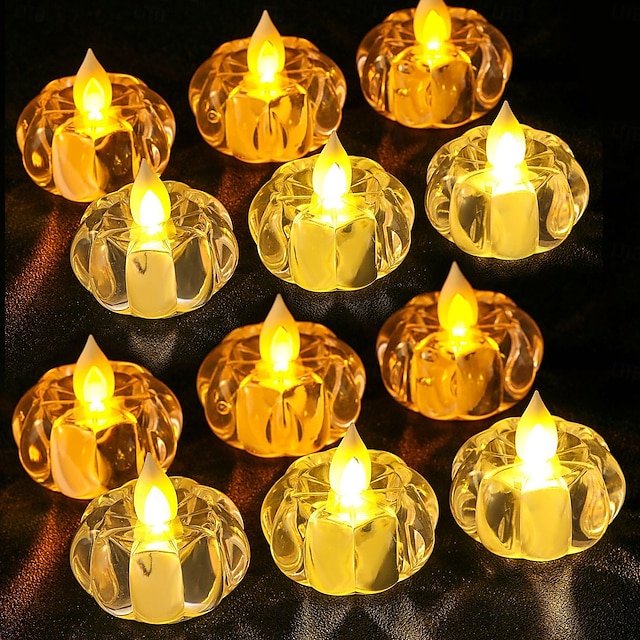  12 kpl 5,5 cm halloween-led-elektroninen kurpitsakynttilänvalo sisä-ravintolan juhlava tunnelmavalo lämmin valo