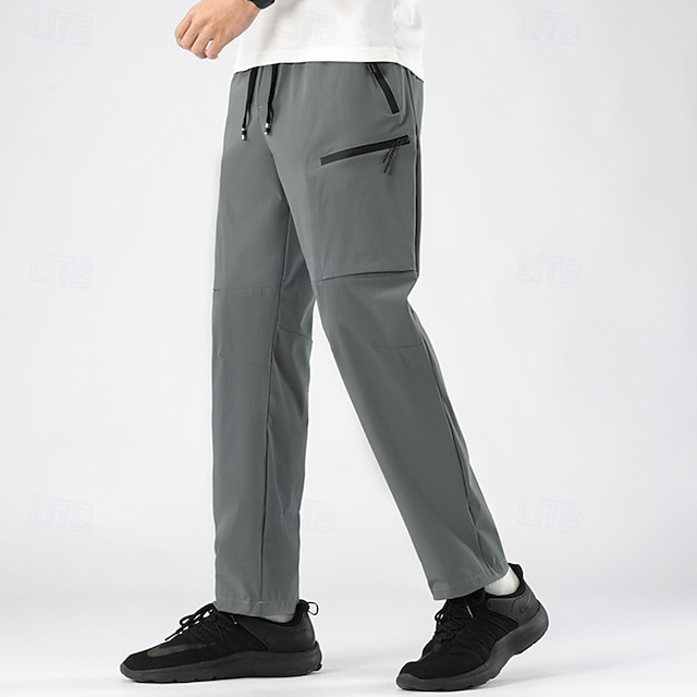  Homens Calças de Trilha Calças De Chuva Para Trilha Ao ar livre Normal Prova-de-Água Secagem Rápida Calças Bolsos Cintura elástica Com Cordão Cinzento Escuro Preto Acampar e Caminhar Corrida S M L XL