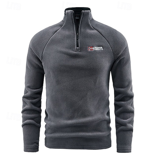  Per uomo Felpa con zip Felpa con cappuccio in pile Nero Rosso Grigio Colletto Mao Semplice Con zip Zip a un quarto Sport & Outdoor Casuale Quotidiano Streetwear Cool Abbigliamento Sportivo Autunno