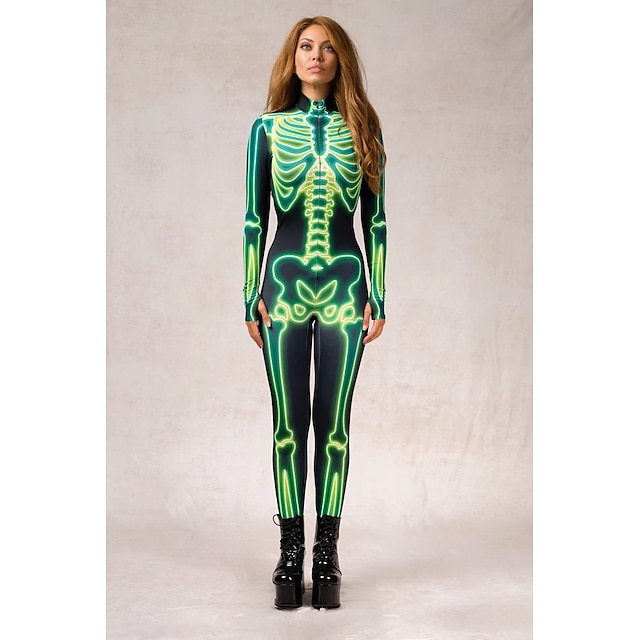 Totenkopf Skelett Bodysuit Halloween Gruppenkostüme Paarkostüme Ganzkörper-Catsuit Gruselkostüm Herren Damen Jungen Kinder Erwachsene Performance Party Club Halloween Karneval Tag der Toten einfach