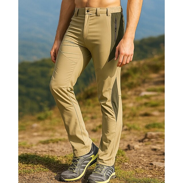 Men's Cargo Pants Hiking Pants Trousers Waterproof pants Patchwork Outdoor Regular Fit Waterproof Windproof Bottoms Pocket Khaki Camping / Hiking Running S M L XL4