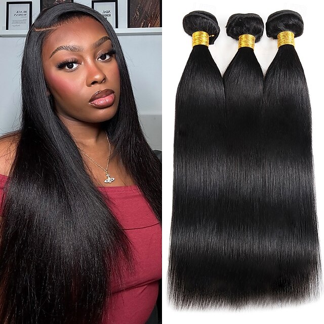  Extensions de cheveux brésiliens naturels lisses, lot de 3, 8 à 28 pouces, 300 g